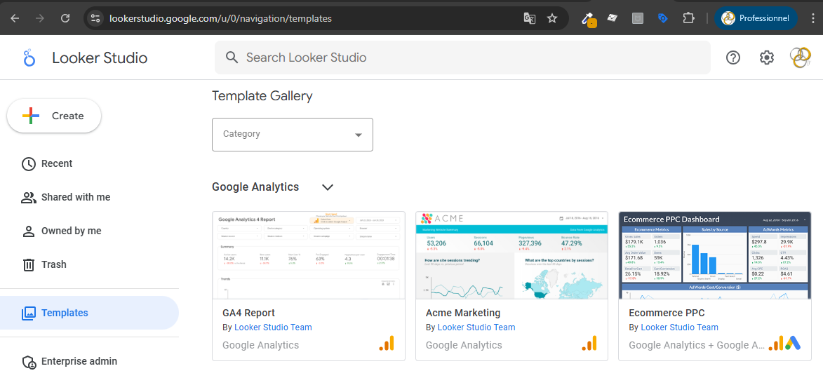 Google Data Studio — création de rapports